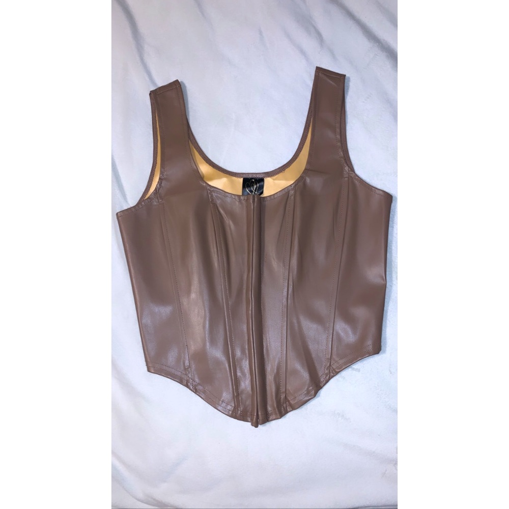 NWOT Brown faux leather Corset